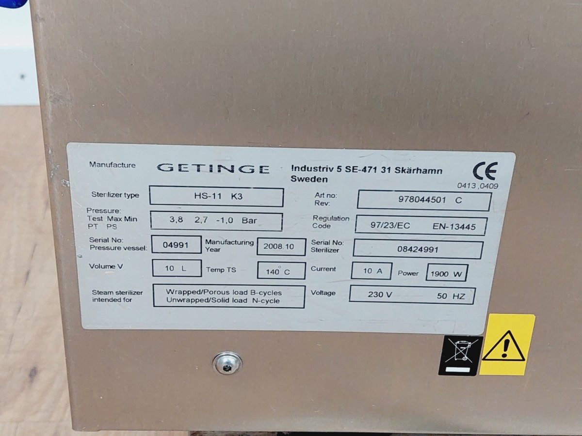 Autoklave  Getinge HS 11 K3 Sterilisator Sterilisationsgerät Sterilizer