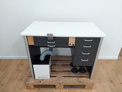 STROHM + MAIER Labortisch Arbeitstisch Arbeitsplatz inklusve Absaugung und Lampe